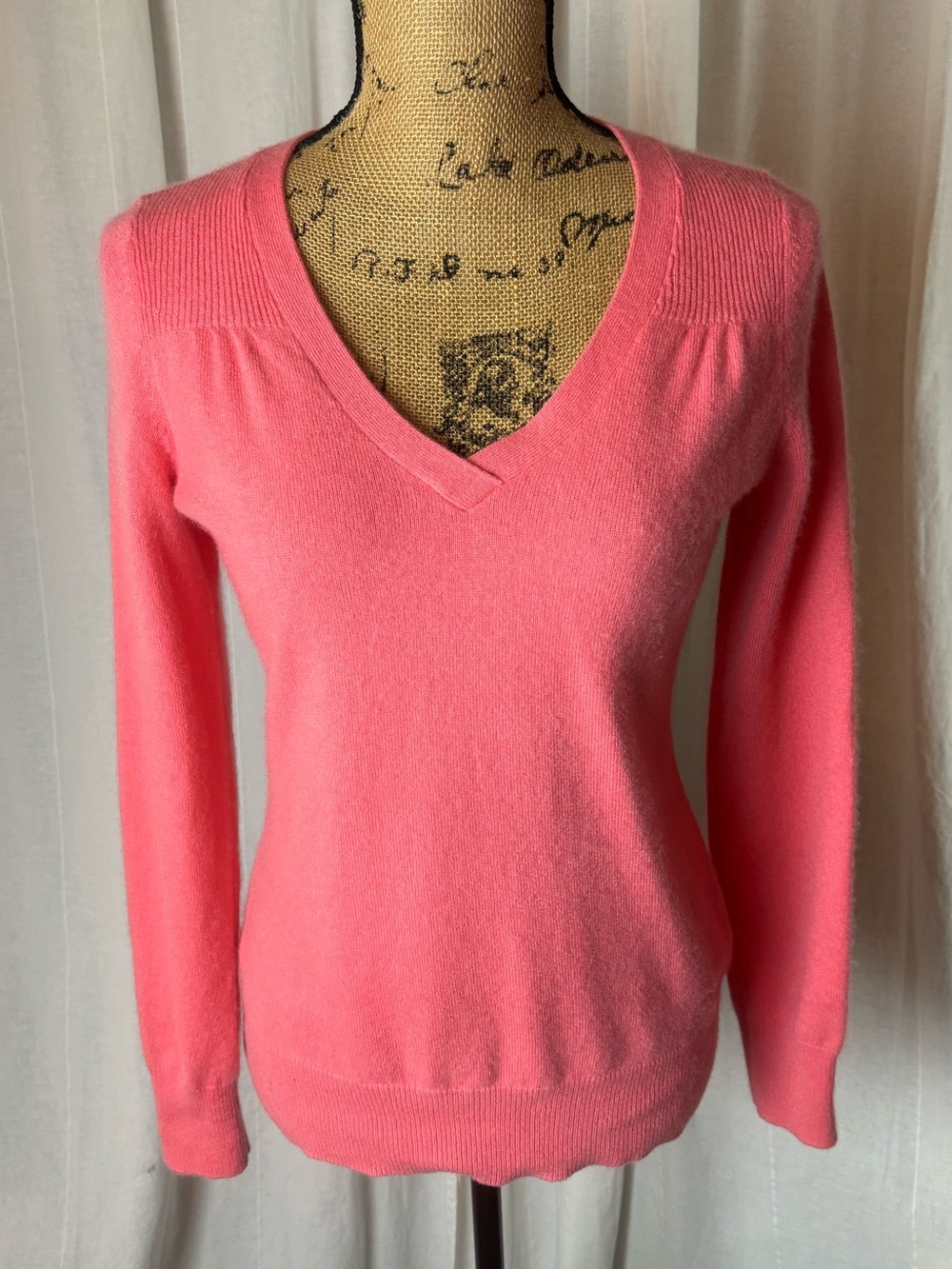 Talbots 100% Pure Cashmere V-Neck Pullover Sweater Coral Pink Women’s Small